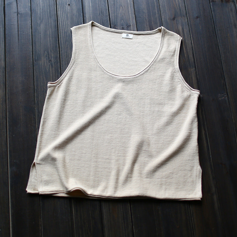 Distressed Artistic Women's Loose Cotton Vest