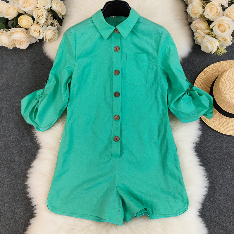 Womens Stylish Loose-fitting Long-sleeve Jumpsuit