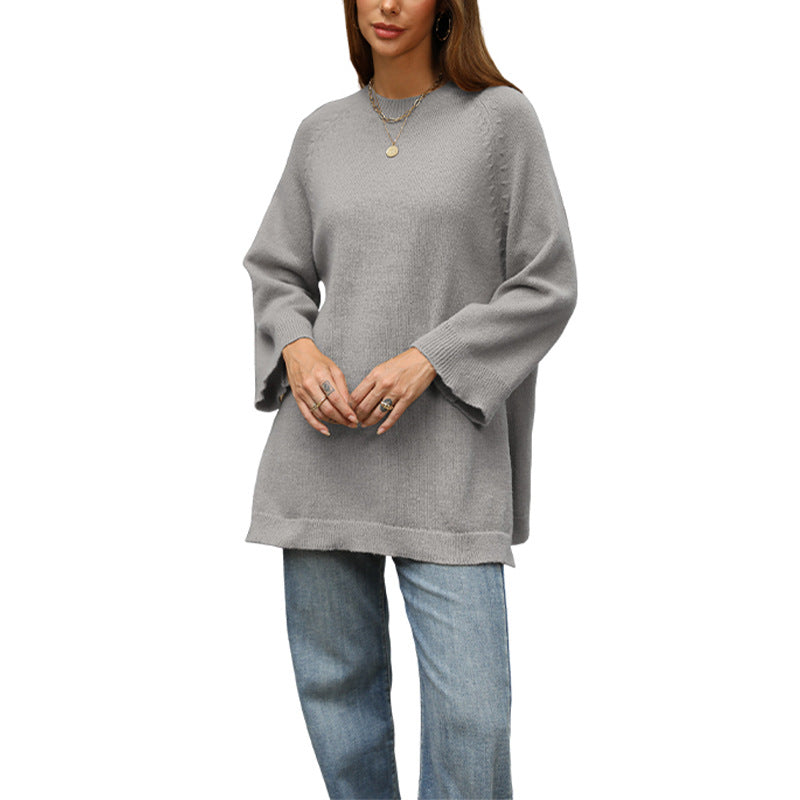 Loose Laid-back Solid-color Womens Sweater