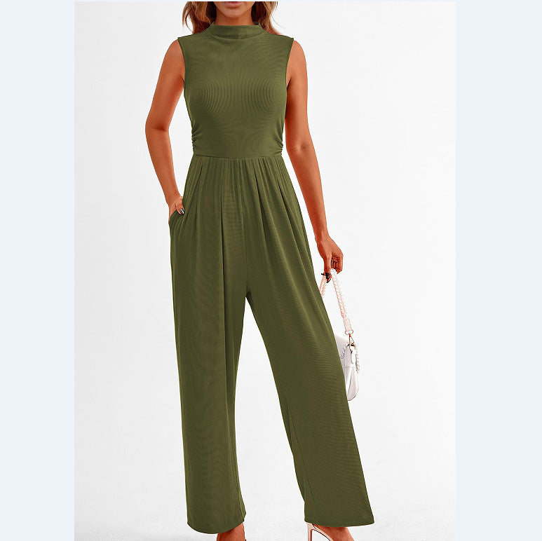 Women's Sleeveless Casual Solid Color Jumpsuit