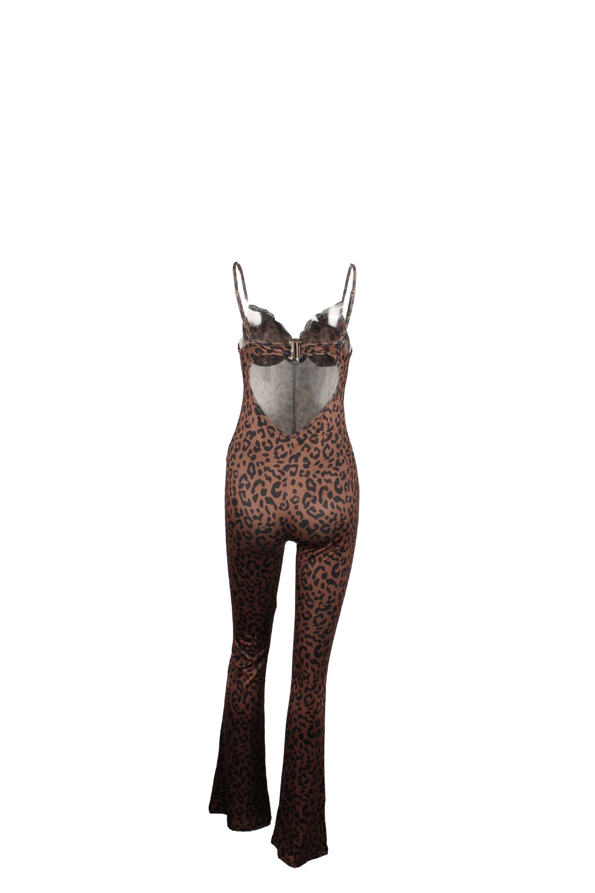 Leopard Print Backless Slim Fit Jumpsuit
