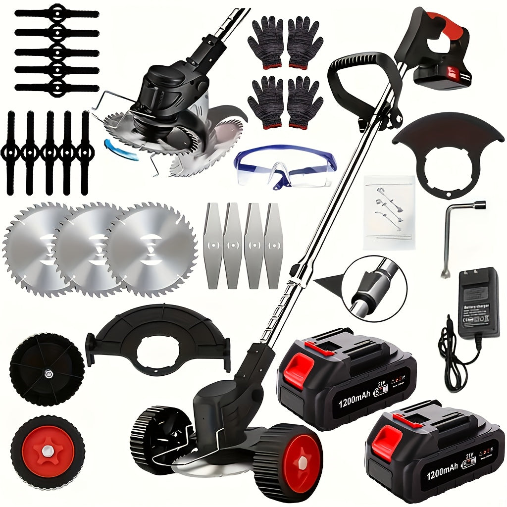 Portable Home Cordless Electric Lawn Mower, Yard Weeder/Cordless Lawn Mower With 3 Blade Sizes And Two High-Capacity Lithium-ion Batteries, Strong Power, Lots Of Freebies, Suitable For Lawn, Yard...