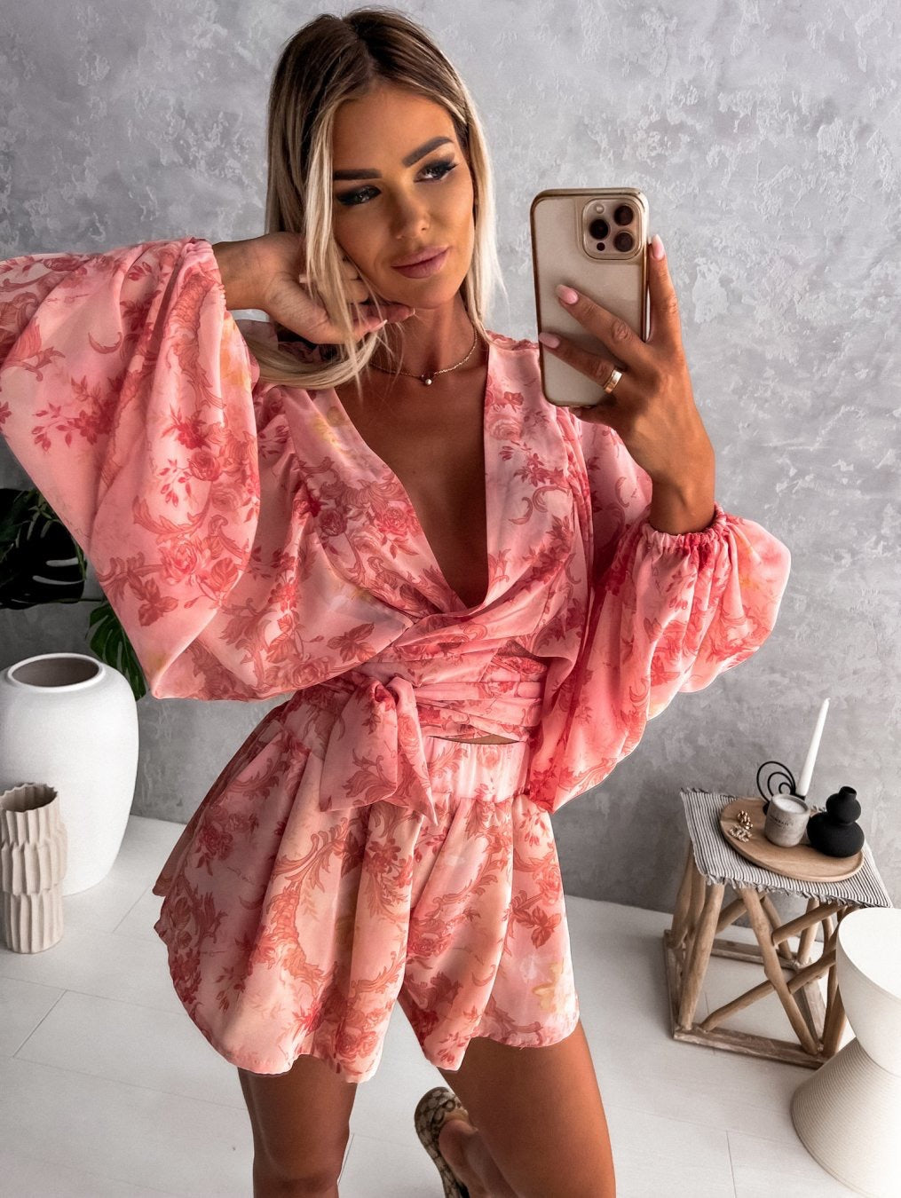 Tropical Rainforest Belted Jumpsuit