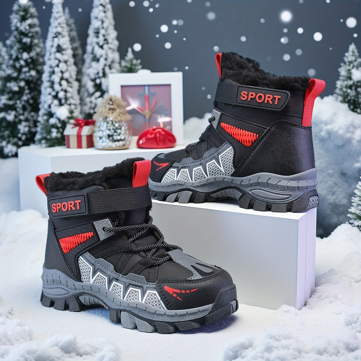Boys Snow Boots – Multi‑Color Casual High‑Top, Thickened Warm Winter Design for Hiking, Skiing & Running