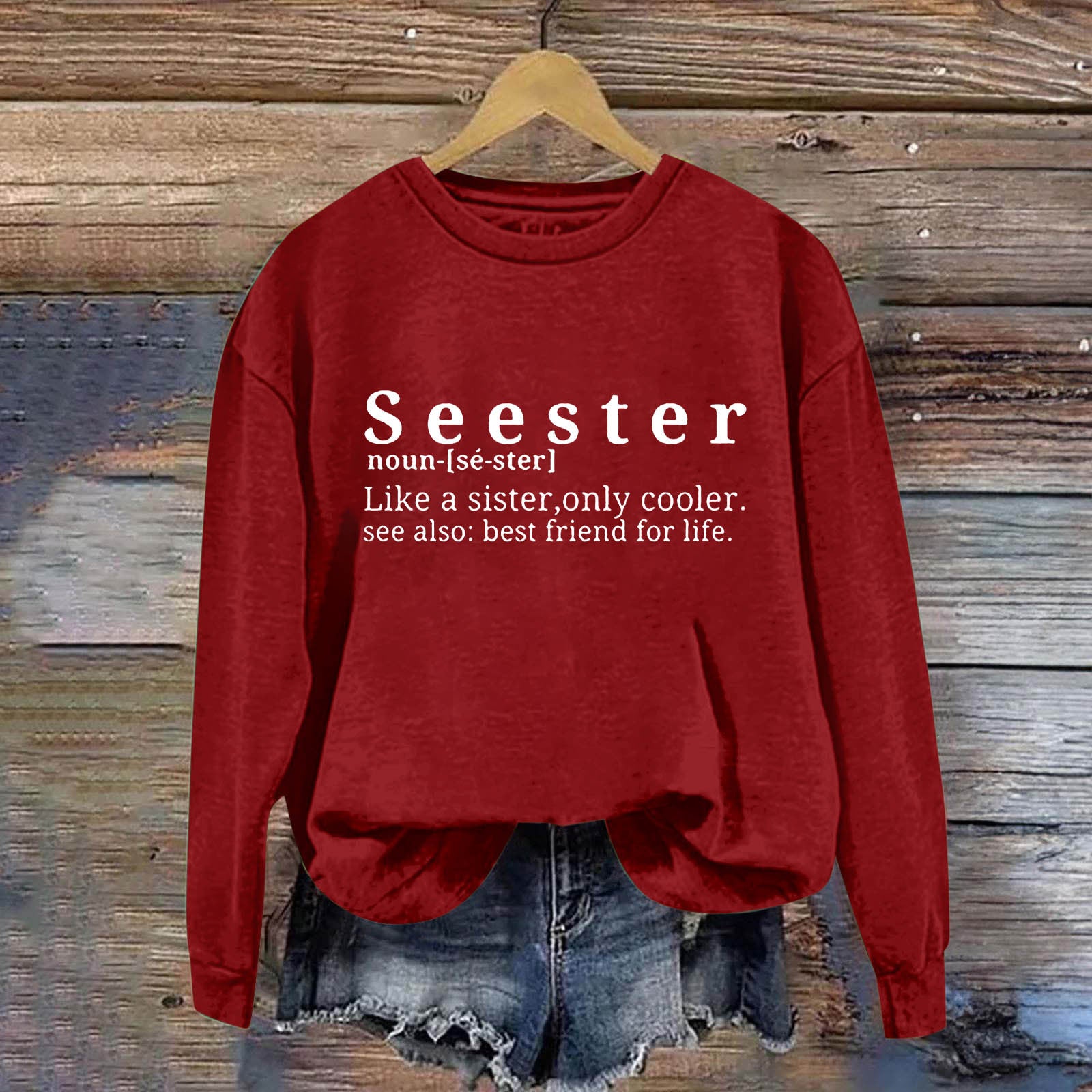 Chic Letter Print Round Neck Women's Casual Sweatshirt