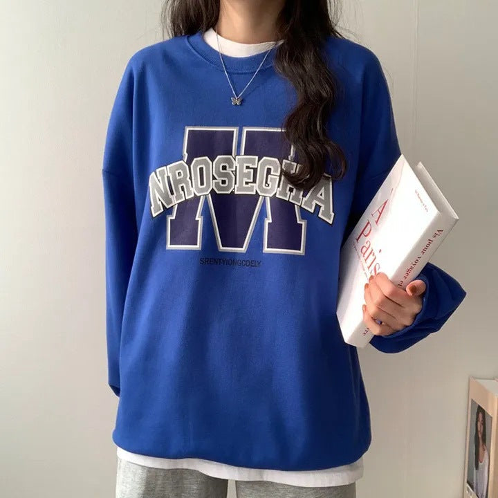 Korean Style Loose Sports Fleece Hoodie for Women