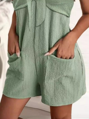 Elegant Metal-Strap Pocket Casual Jumpsuit