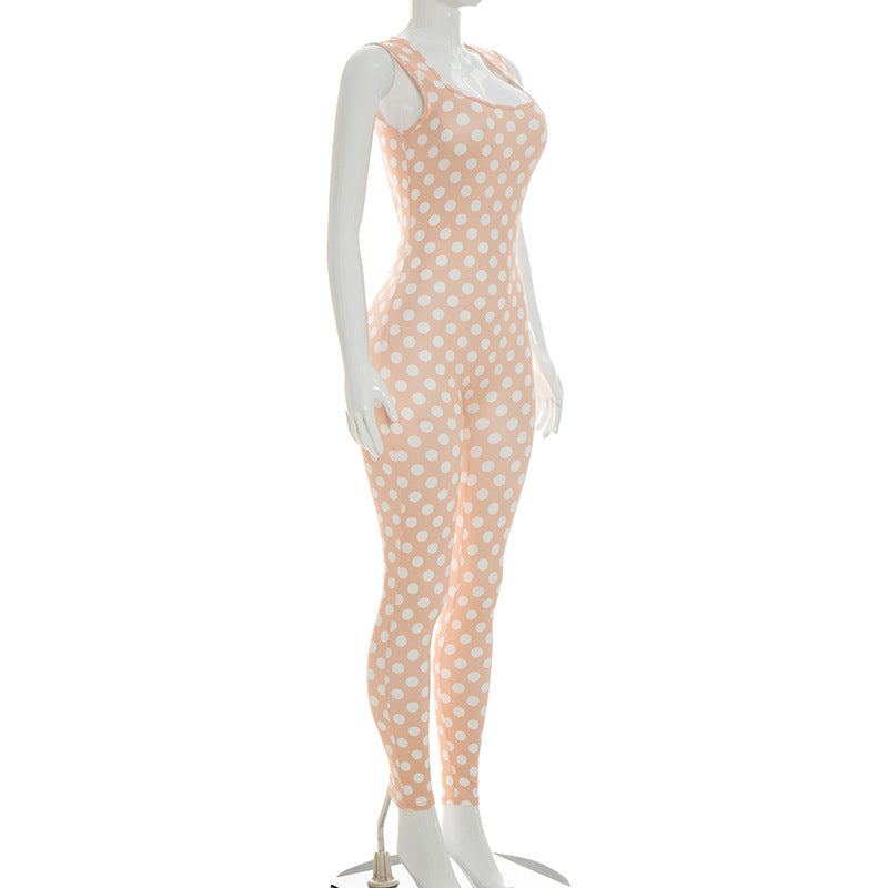 Chic Polka-Dot Slimming Jumpsuit for Women
