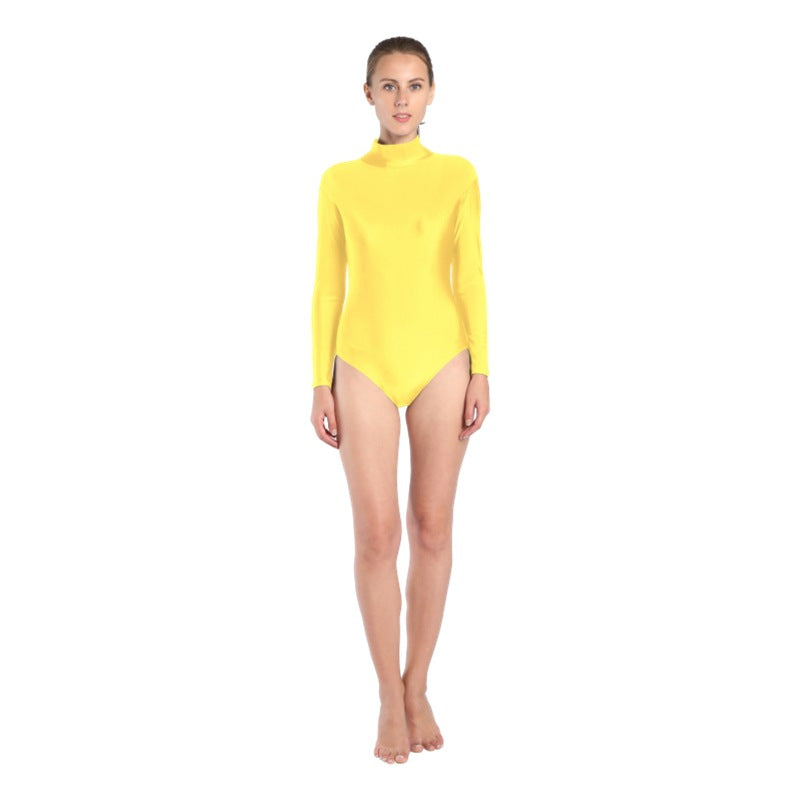 Women's Short Small Turtleneck Dancing Dress Back Zipper Tights
