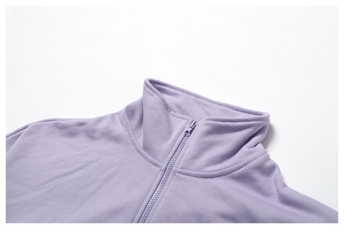 Women's Loose Zip Long Sleeve Sporty Casual Sweatshirt