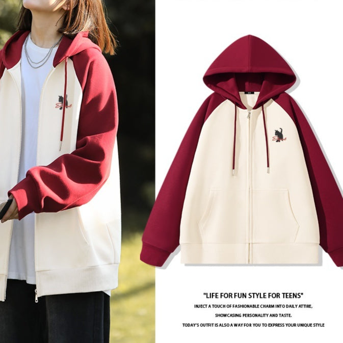 Cozy Fleece-Lined Colorblock Casual Women's Cardigan