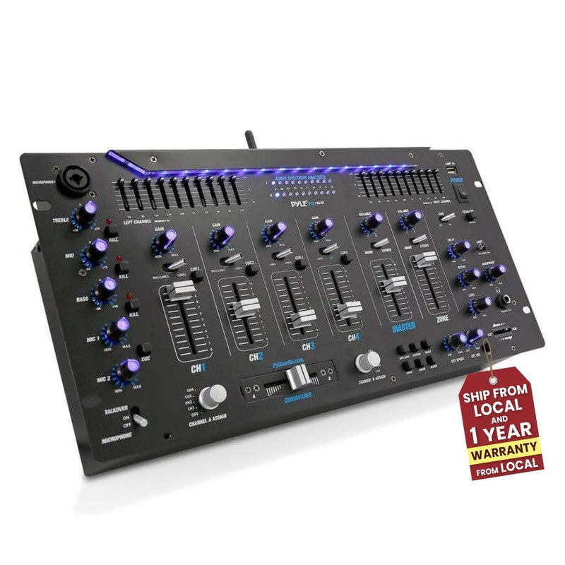 19-Inch Rack-Mount Audio Mixer with Bluetooth and EQ Controls
