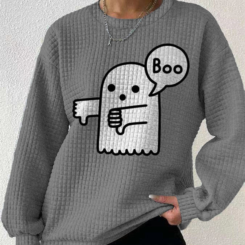 Women's 3D Digital Print Round Neck Loose Sweater