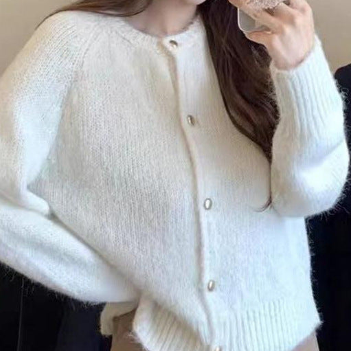 Sweet Loose-fitting Slimming Round-neck Knitted Top for Women