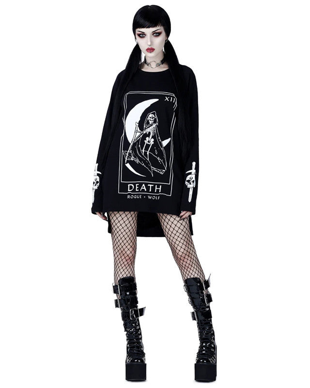 Gothic Dark Moon Letter Print Oversized Punk Sweater