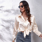 Women's Satin Faux Silk Long-sleeved Shirt