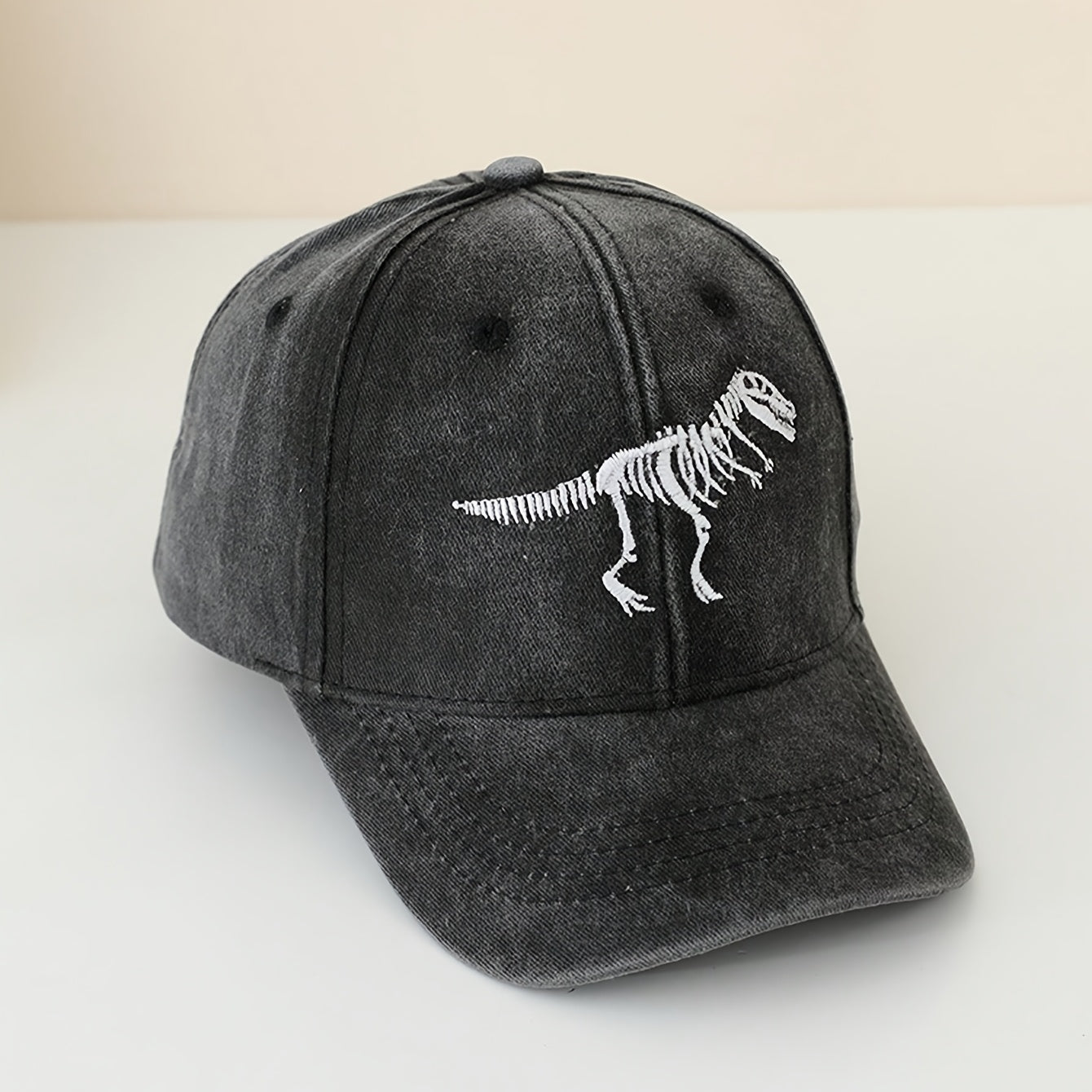 Toddler Dinosaur Embroidered Baseball Cap with Bone Print