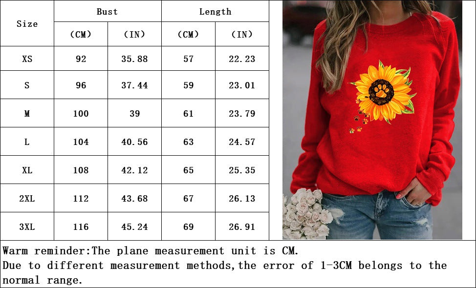 Cozy Round Neck Print Long Sleeve Sweatshirt for Women