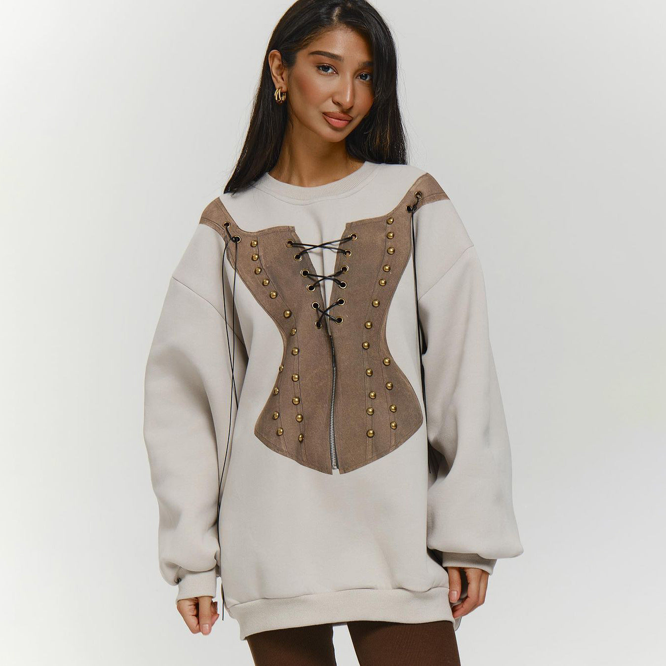 Cozy Colorblock Loose Casual Round Neck Sweater