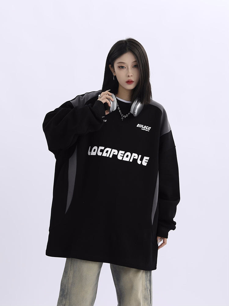 Racing Graphic Loose Fit Couple's Long Sleeve Sweater