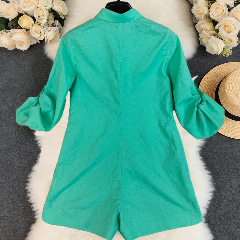 Womens Stylish Loose-fitting Long-sleeve Jumpsuit