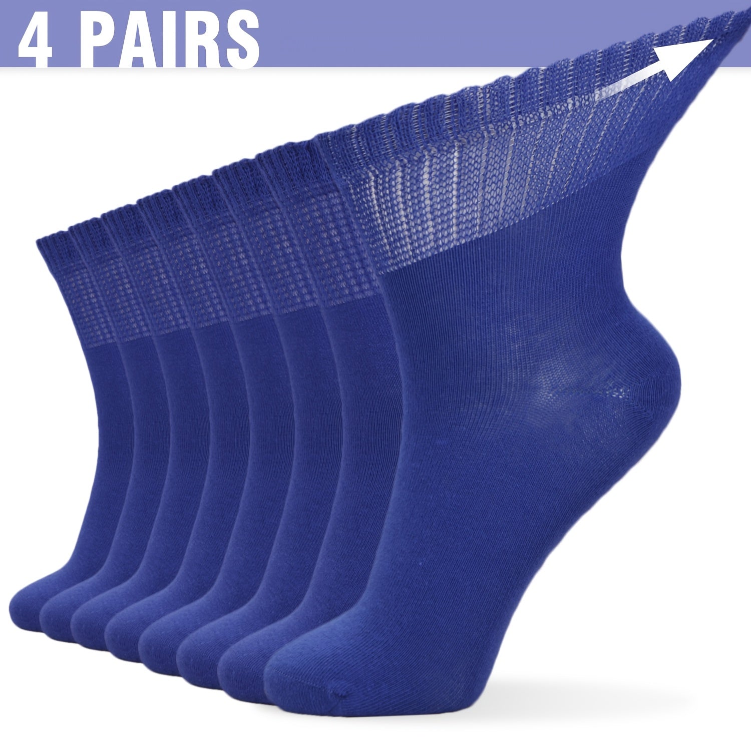 4‑Pair Women’s Neuropathy Socks – Non‑Binding Loose Fit, Seamless Toe, Moisture‑Wicking and Breathable for Edema and Circulation Support