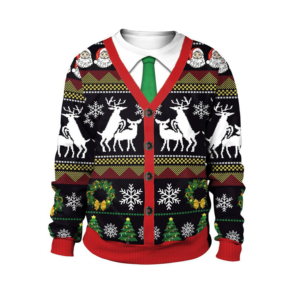 Festive 3D Christmas Couple Sweatshirt Holiday Matching Top