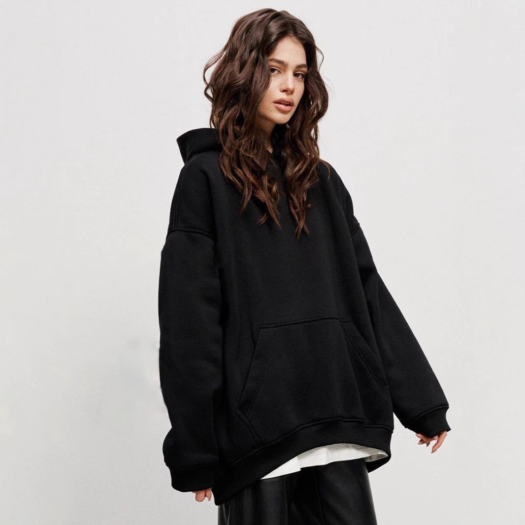 Cozy Fleece-Lined Kangaroo Pocket Drawstring Hoodie