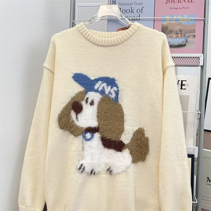 American Girls Retro Plush Puppy Brocade Sweater