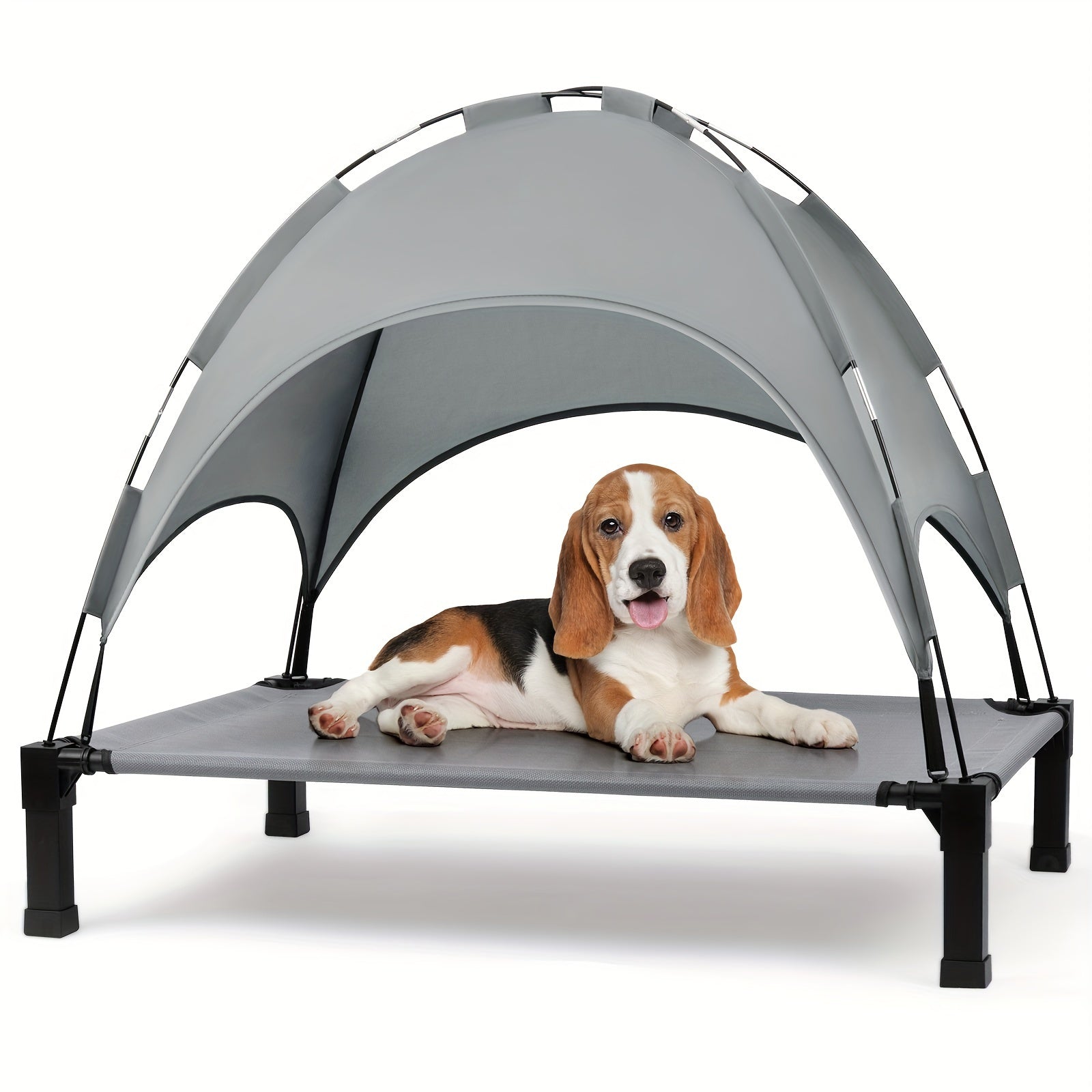 Elevated Dog Bed With Canopy, Outdoor Dog Bed Cot With Removable Shade Tent, Portable Raised Pet Cot Cooling Bed For Dogs And Cats