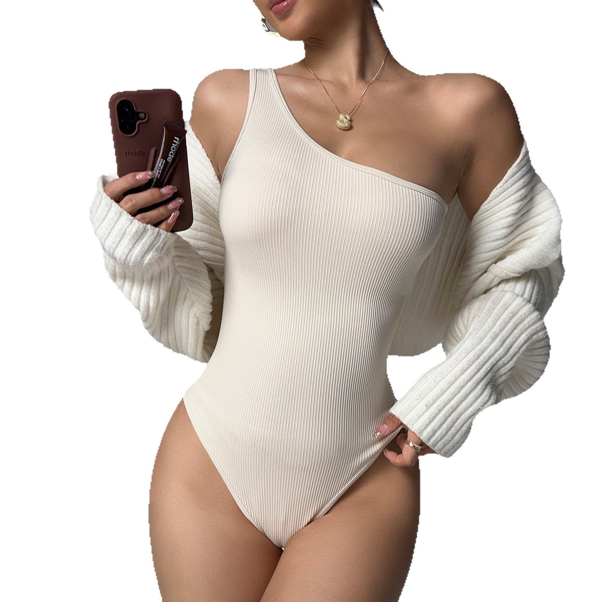 Seamless One-Shoulder Yoga Bodysuit for Fitness