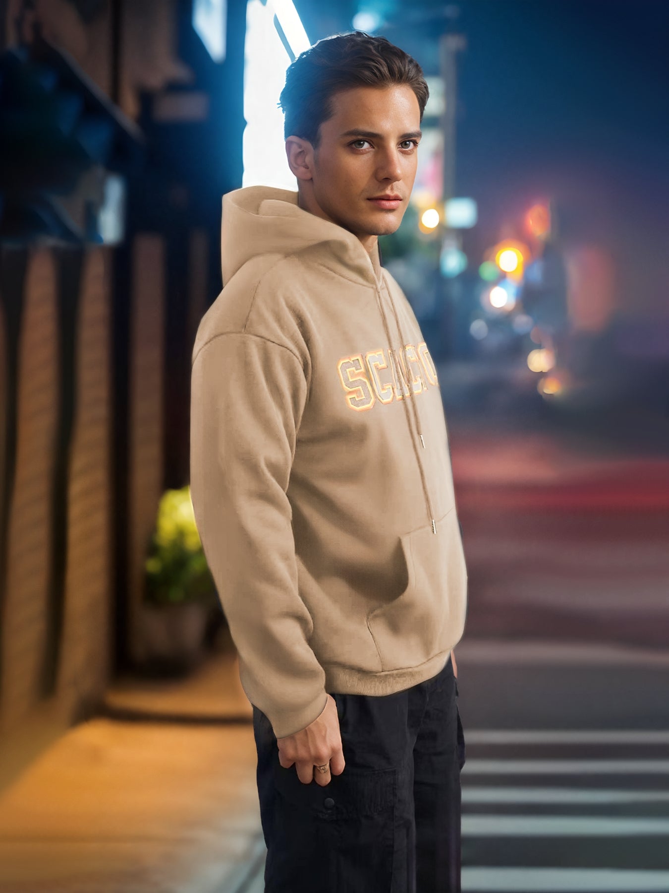 Unisex Stylish Solid Color Print Long Sleeve Hoodie