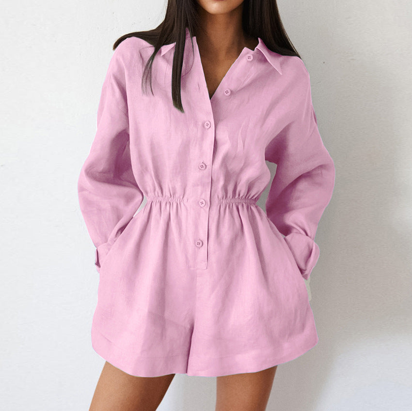 Chic Minimalist Lapel Jumpsuit with Pockets