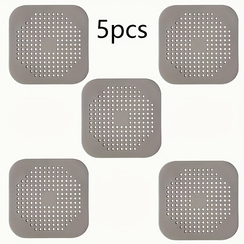 Silicone Sink and Shower Drain Cover with Multi‑Layer Filter – Anti‑Clog, White/Black, Fits Rectangular and Round Sinks & Bathtubs (1, 2, 3 or 5 Pieces)