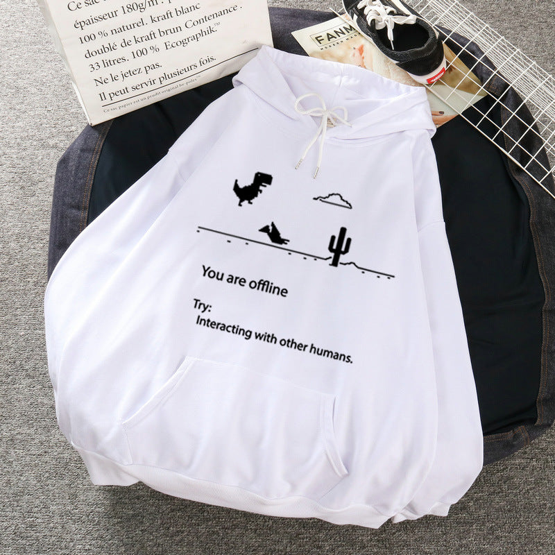 Retro Dinosaur Print Casual Women's Pullover Sweater