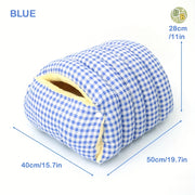 Large For Caterpillar Cat Sleeping Bag - Fully Enclosed Cat Bed With Removable Cover, Plush Dome Top & Soft - Spacious Nest For Adult Cats/Kittens (Green Gingham, Blue Check, Beige) - Durable Hideo...