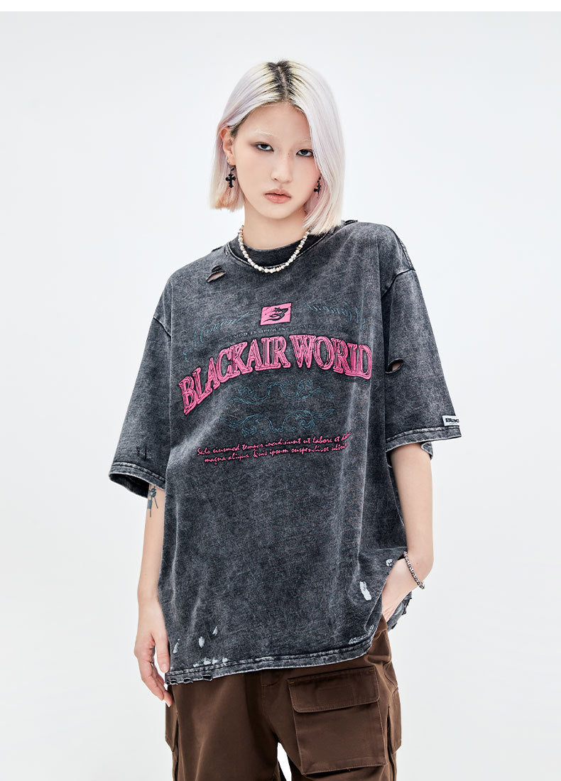 Retro Washed Letter Foam Graphic Tee
