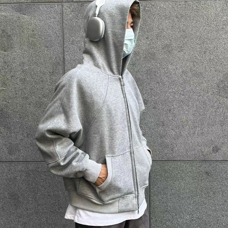 Men's Casual Corduroy Hooded Zip Cardigan