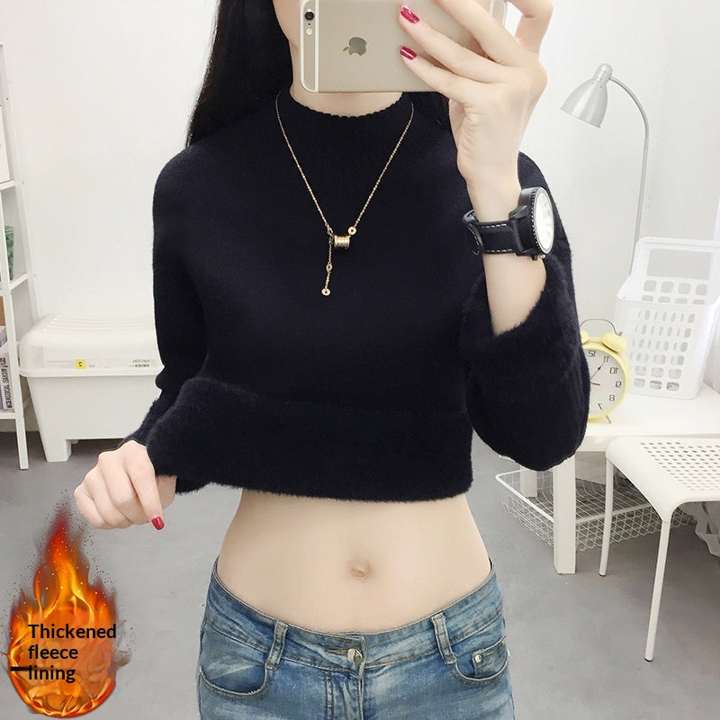 Womens One-piece Fleece Mock-neck Sweater