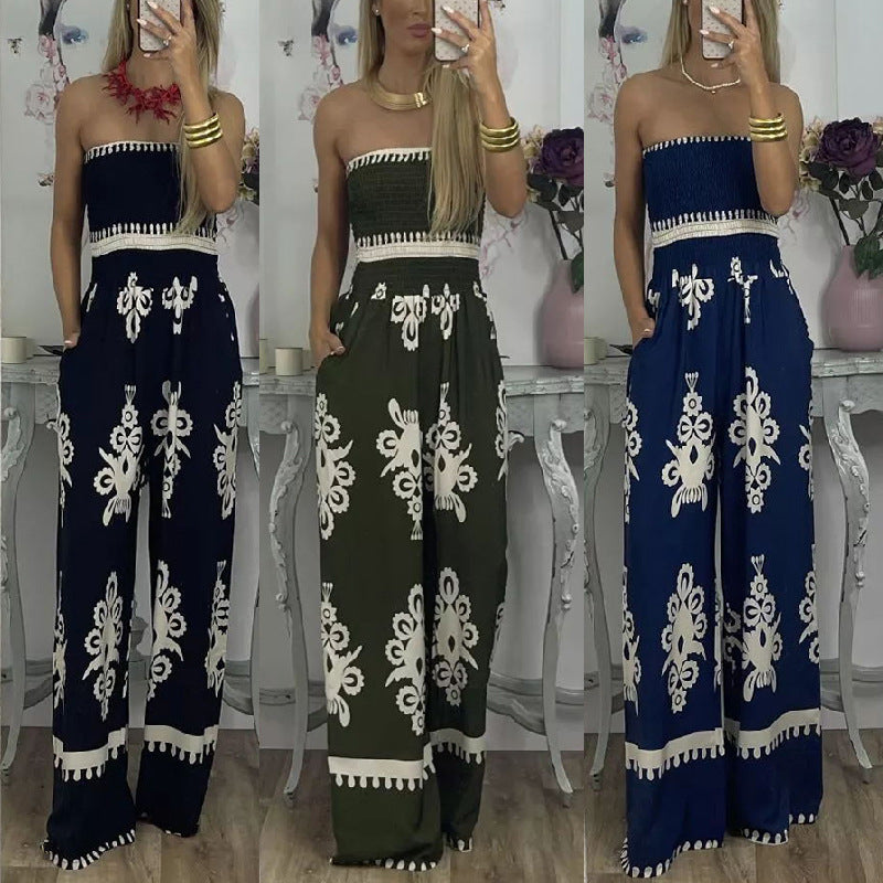 Chic Printed High-Waisted Jumpsuit for Women