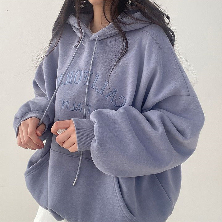 Women's Oversized Casual Embroidered Pullover Sweatshirt