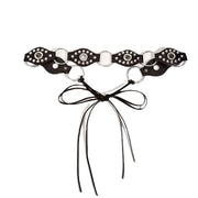 Rustic Metal Ring Rivet Belt with Chain Detail