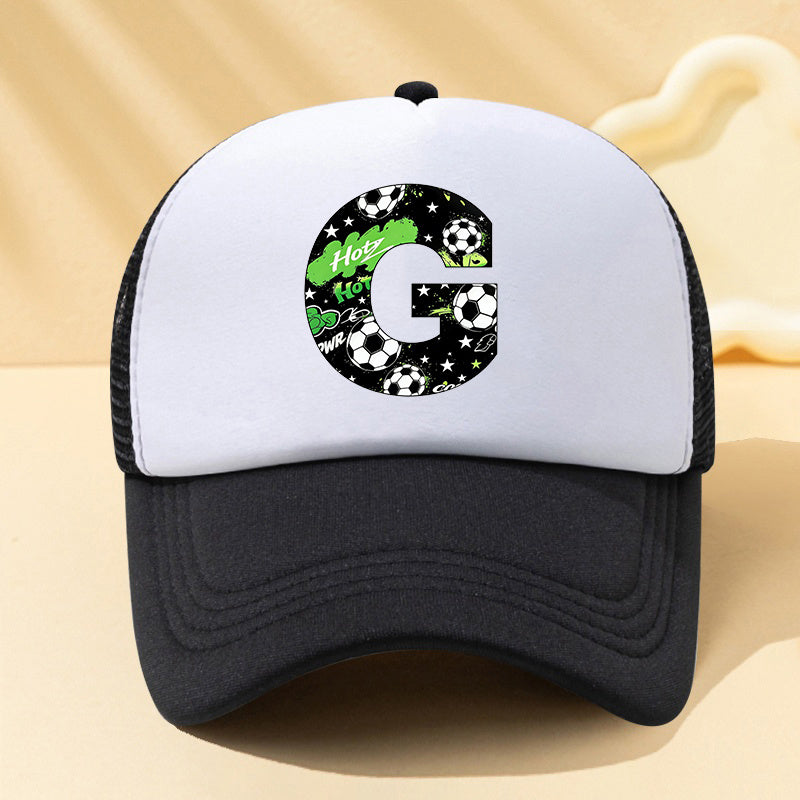 Mesh Letter Trucker Cap for Kids in Sports Style with Adjustable Fit