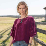 Velvet Crew‑Neck Drawstring T‑Shirt – Cozy, Chic & Versatile
