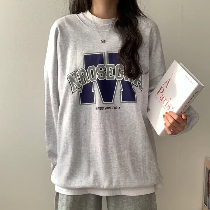 Korean Style Loose Sports Fleece Hoodie for Women