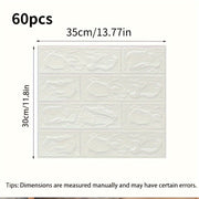 [Easy Wall Stickers] 60pcs Self-Adhesive Wall Tile Stickers | Foam, Easy to Stick & Peel Off, Cut freely, Classic White & Gray Design - Ideal for Kitchen, Living Room, Bathroom, Hallway