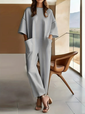 Women's Casual Wide-Leg Pocket Jumpsuit