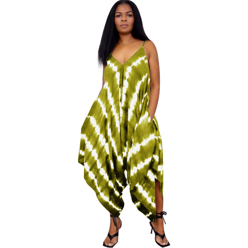 Chic Printed Sleeveless Split Jumpsuit