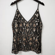 Sleek Sequined V‑Neck Sling Vest – Slimming Summer Mesh Top