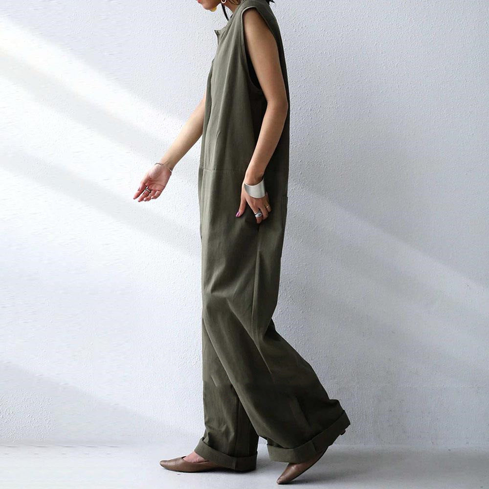 Temperament Pure Color Sleeveless Jumpsuit For Women
